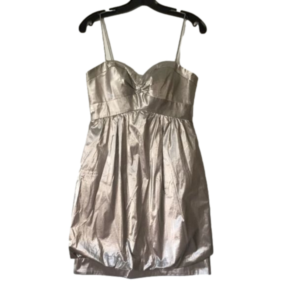 Niteline Metallic Chrome Sweetheart Bubble Dress Party Cocktail